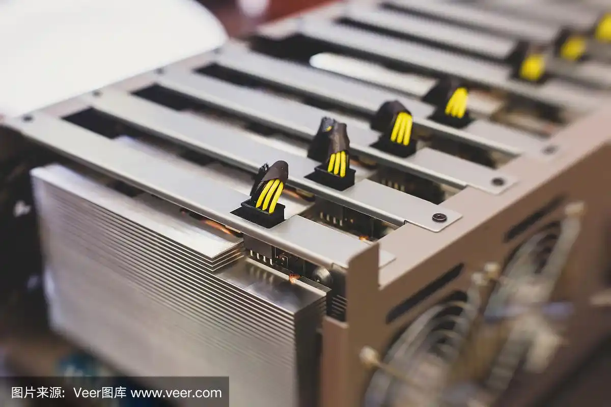 A modern mining rig powered by wind energy, showcasing efficient hardware in a sustainable setup